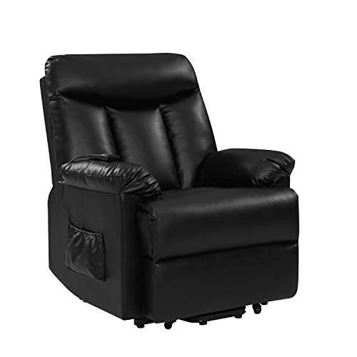 Domesis Renu Leather Power Lift Chair Recliner, Black
