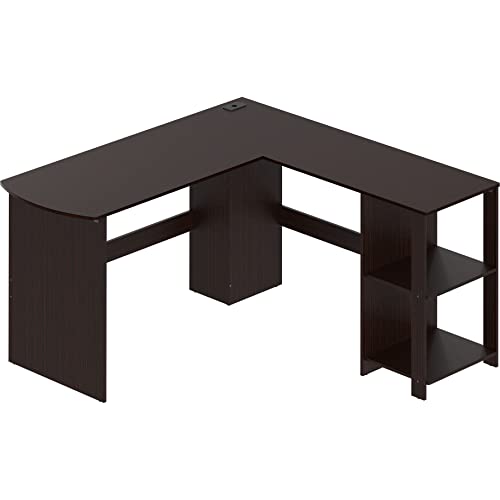 SHW L-Shaped Home Office Wood Corner Desk, Espresso