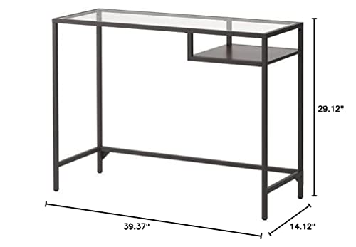 IKEA VITTSJÖ,laptop table, black-brown, glass