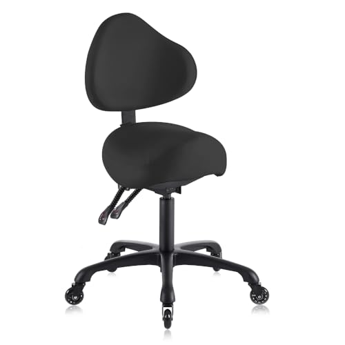 DR.LOMILOMI Pneumatic Swivel Rolling Stool with...