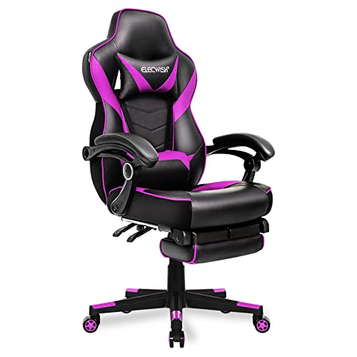 ELECWISH Racing Gaming Chair with Footrest High Back...