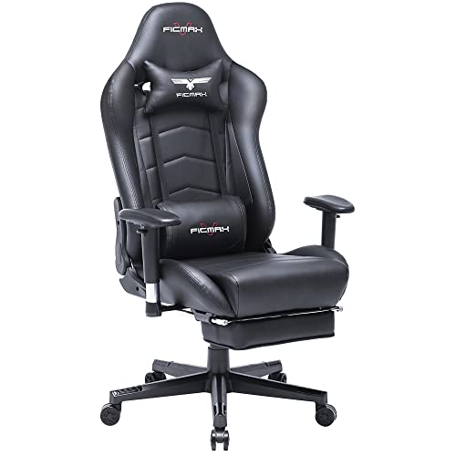 Ficmax Gaming Chair with Footrest Ergonomic PU Leather...