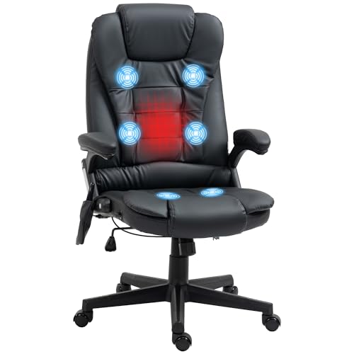 HOMCOM High Back Vibration Massage Office Chair with 6...