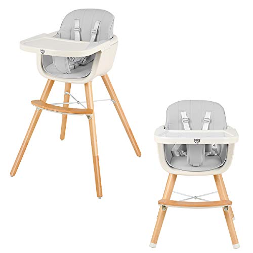 BABY JOY Convertible Baby High Chair, 3 in 1 Wooden...