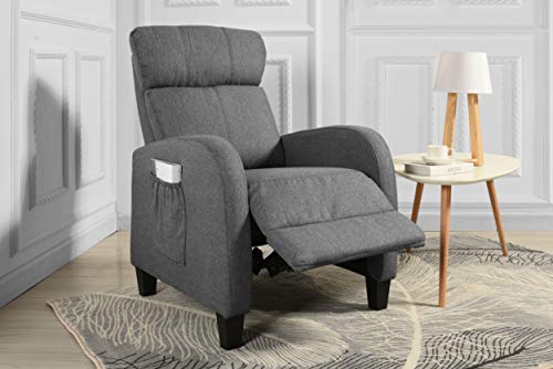 Living Room Slim Manual Recliner Chair (Dark Grey)