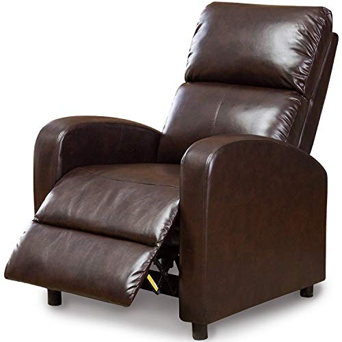 BONZY Modern Push Back Recliner, Dark Brown