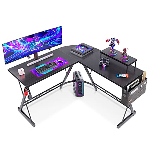 L Shaped Gaming Desk, Home Office Desk with Round...