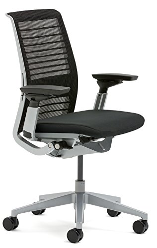 Steelcase 3D Knit Think Chair, Platinum Frame, Licorice