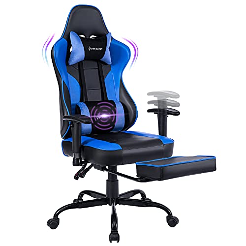 VON RACER Massage Gaming Chair with Footrest - Racing...