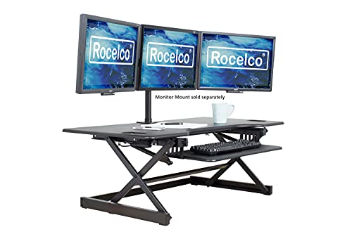 Rocelco 46' Large Height Adjustable Desk Converter, Sit...