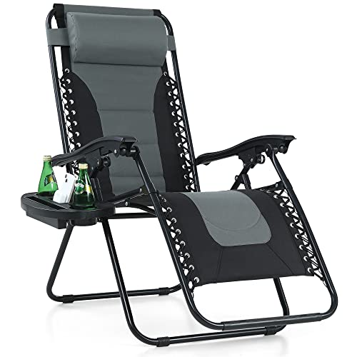 PHI VILLA Padded Zero Gravity Lounge Chair Folding...