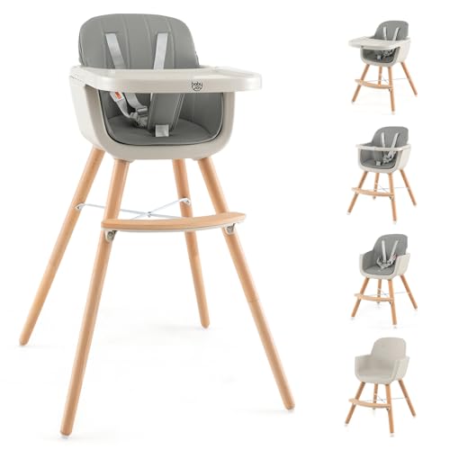 BABY JOY Convertible Baby High Chair, 3 in 1 Wooden...