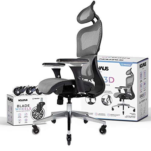 Nouhaus Ergo3D Ergonomic Office Chair - Rolling Desk...