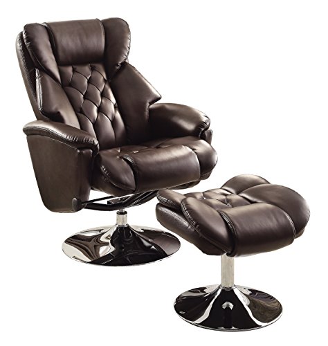 Homelegance Swivel Reclining Chair with Ottoman, Dark...